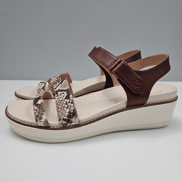 Cole Haan OG Peyton Sandal Womens 10 Flatform Pecan Snake Print Leather Wedge - Picture 15 of 15